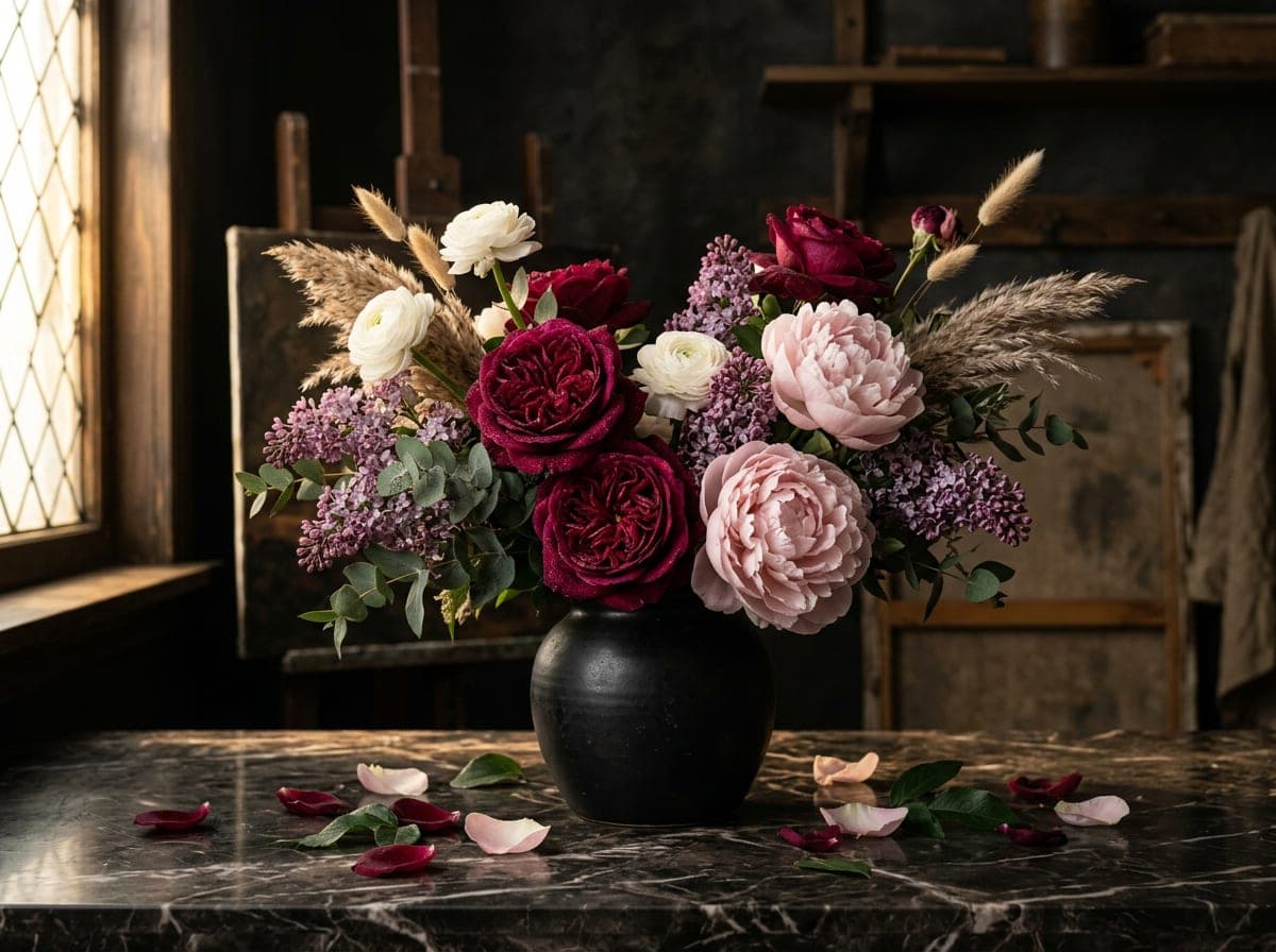 Moody floral arrangement for a boutique