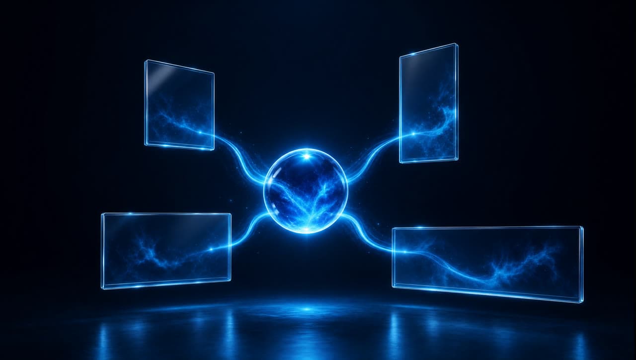 A luminous campaign idea connected to four content formats